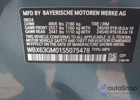 2025 BMW X2 xDrive28I z USA, uszkodzony, nr VIN WBX63GM01S5075478